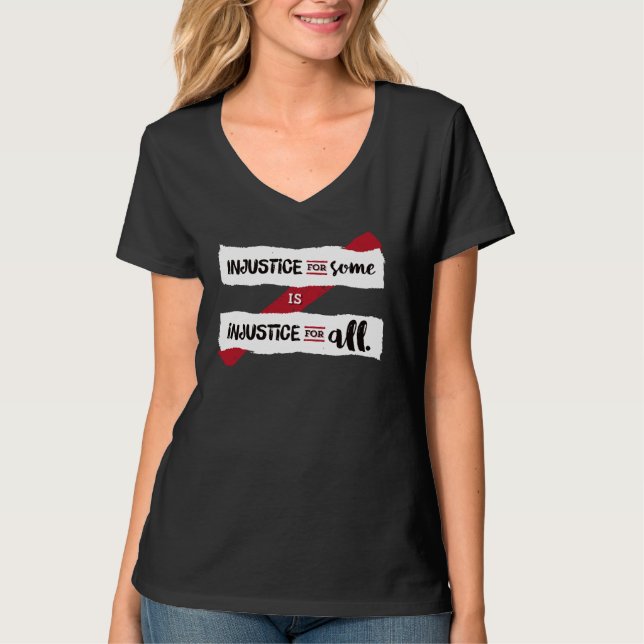 Injustice Fitted Black V-Neck Tee (Front)