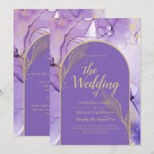 Ink Abstract PURPLE GOLD Lavender Wedding INVITE