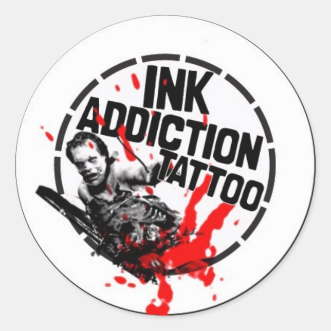 ink_addiction_button_idea1 classic round sticker (Front)