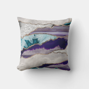 Ink Agate Gold Glitter Glam #2 (Faux Glitter) #art Cushion