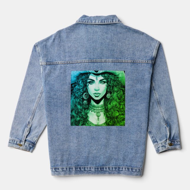 "Ink and Denim: A Bold Expression" "Tattooed Spiri Denim Jacket (Back)