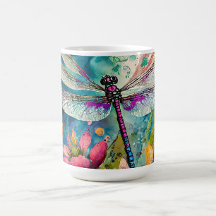 Ink and Pen Watercolor Dragonfly Coffee Mug