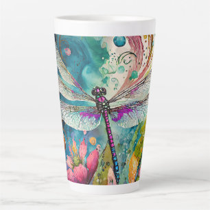 Ink and Pen Watercolor Dragonfly Latte Mug