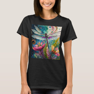 Ink and Pen Watercolor Dragonfly  T-Shirt