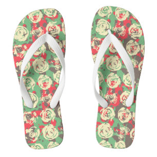 Ink and Roses Harmony - Seamless Pattern Flip Flops