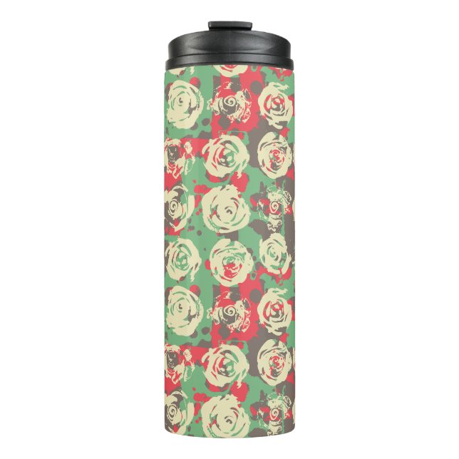 Ink and Roses Harmony - Seamless Pattern Thermal Tumbler (Front)