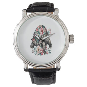 Ink and Wash Turtle with Floral Shell. Watch