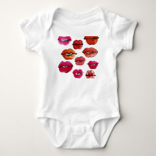 Ink and watercolor lips set baby bodysuit