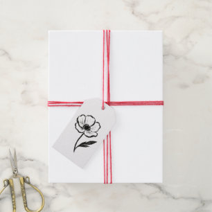 Ink Anemone Minimalist Flower Brushstroke Art on Gift Tags