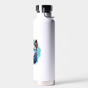 Ink Art Style Dog Portrait Water Bottle