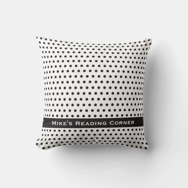 Ink Black Polkadot Pattern Cushion (Front)
