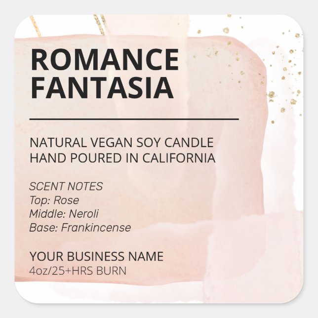 Ink Block Design Pink  Soy Wax Candle Labels (Front)