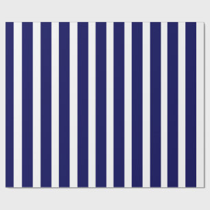 Ink Blue and White Vertical Stripes Wrapping Paper