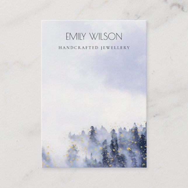 Ink Blue Fog Snow Landscape Blank Jewellery Displa Business Card (Front)