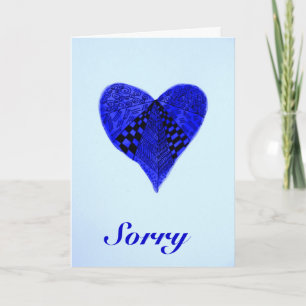 Ink blue heart doodle "I'm sorry" card
