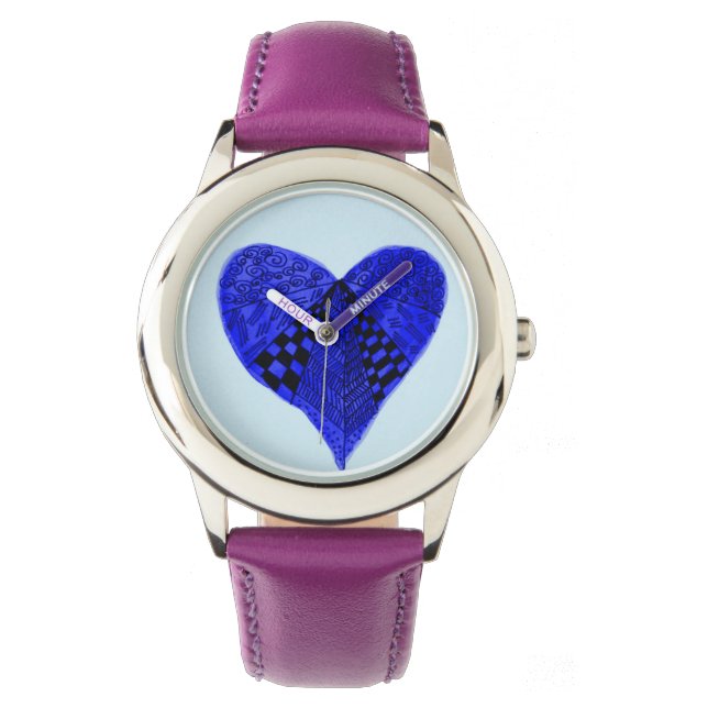 ink blue heart girl's watch (Front)