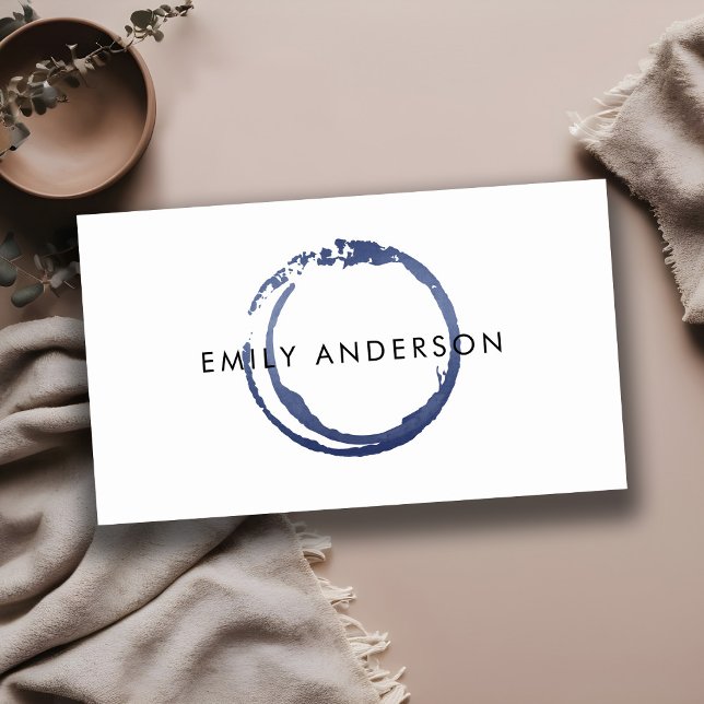 INK BLUE NAVY BRUSH STROKE STAIN CIRCLE MARK LOGO BUSINESS CARD (Creator Uploaded)