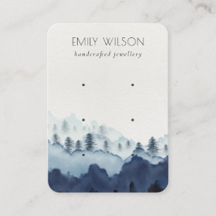 Ink Blue Navy Pine Wood Mountain 3 Earring Display Business Card