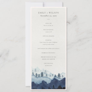 Ink Blue Pine Mountain Wedding Ceremony Program Invitation