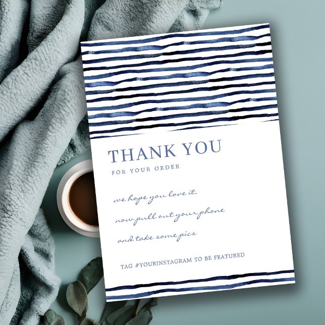 INK BLUE STRIPES PATTERN CORPORATE BUSINESS LOGO THANK YOU CARD (Creator Uploaded)