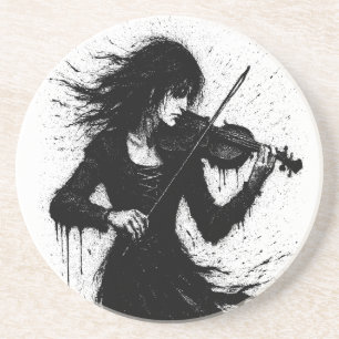 Ink‑Born Violinist in the Storm of Sound Coaster