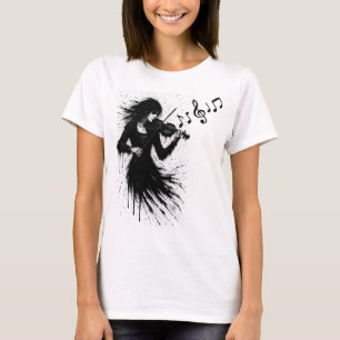 Ink‑Born Violinist in the Storm of Sound T-Shirt
