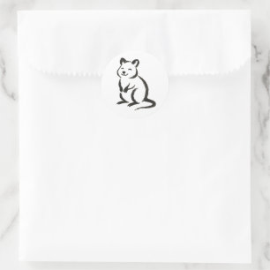 Ink Brush Quokka – Minimalist Animal Design on  Classic Round Sticker