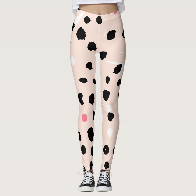 Ink Brush Strokes: Artistic Texture Leggings (Front)