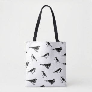 Ink brushstroke bird vintage seamless patternink,  tote bag