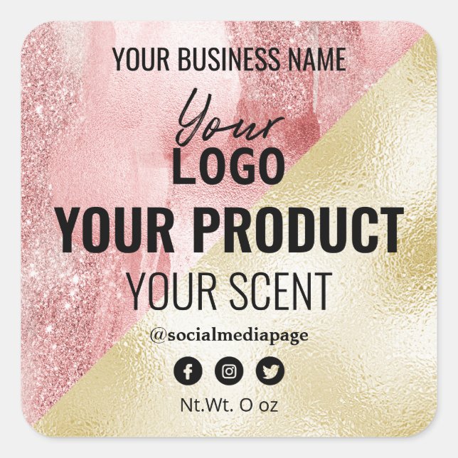 Ink Candle Skincare And Beauty Labels Pink & Gold (Front)