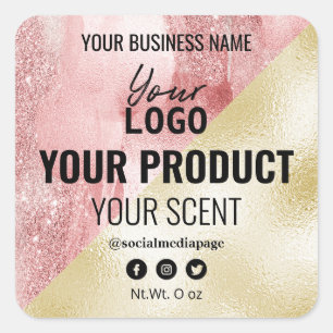 Ink Candle Skincare And Beauty Labels Pink & Gold