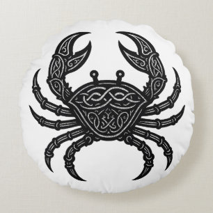 Ink‑Carved Crab — Mythic Sea Creature T‑Shirt Round Cushion
