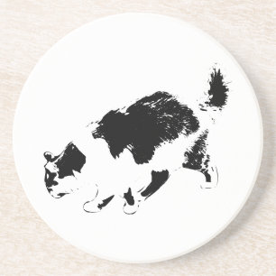 Ink Cat Walk in Fall Light Coaster