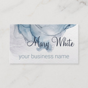 Ink Cloud Swirl Trendy Modern Aqua Blue Dusty Grey Business Card