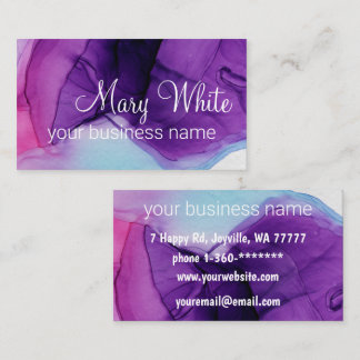Ink Cloud Swirl Trendy Modern Blue Purple Violet Business Card