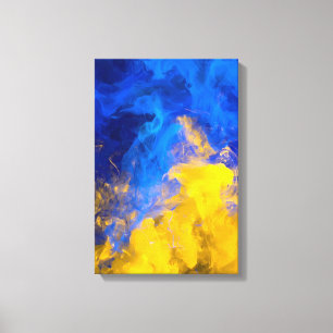 Ink Collision: Azure and Gold Canvas Print