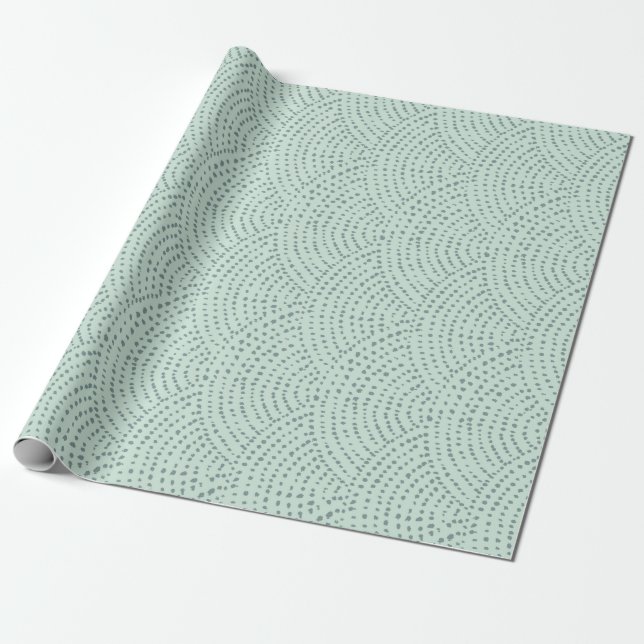 Ink dot scales - duck egg wrapping paper (Unrolled)