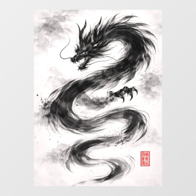Ink Dragon - Shadow of the Wind Window Cling (Sheet)
