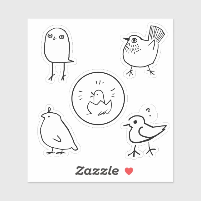 Ink Drawing Birds Sticker Sheet (Sheet)