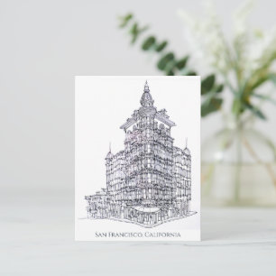 Ink Drawing Columbus Tower, San Francisco, CA Postcard