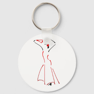 Ink Drawing of a Flamenco Dancer Key Ring