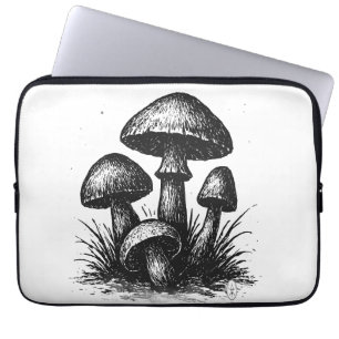 Ink‑Drawn Mushroom Cluster Tote Bag