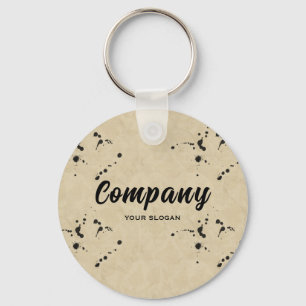 Ink Drop Effect Company Name Key Ring