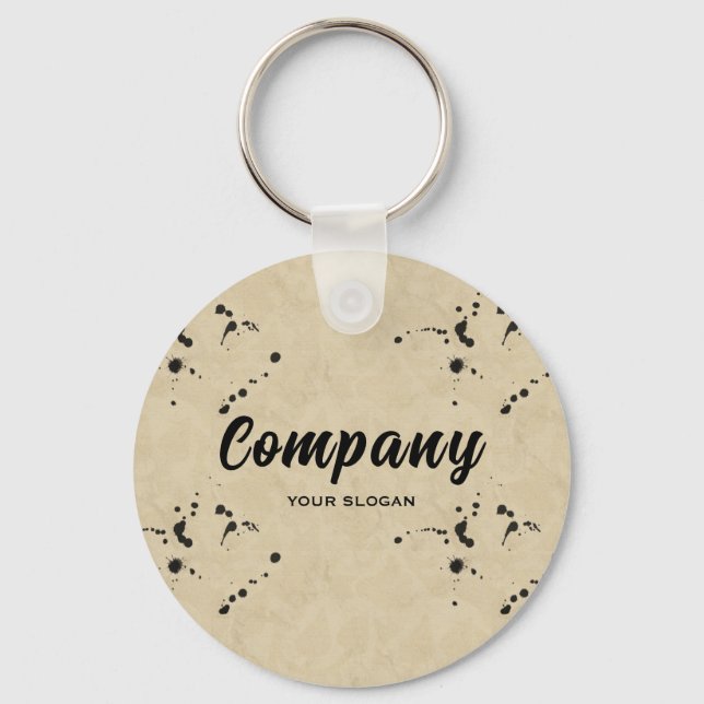 Ink Drop Effect Company Name Key Ring (Front)