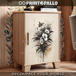 Ink drowing white flowers bouquet tissue paper