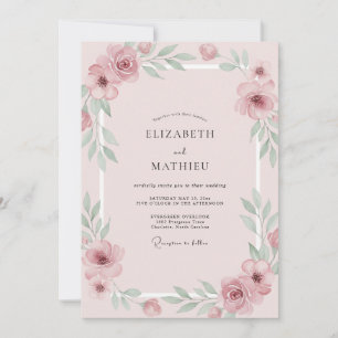 Ink Dusty Mauve Petal Wedding Invitation