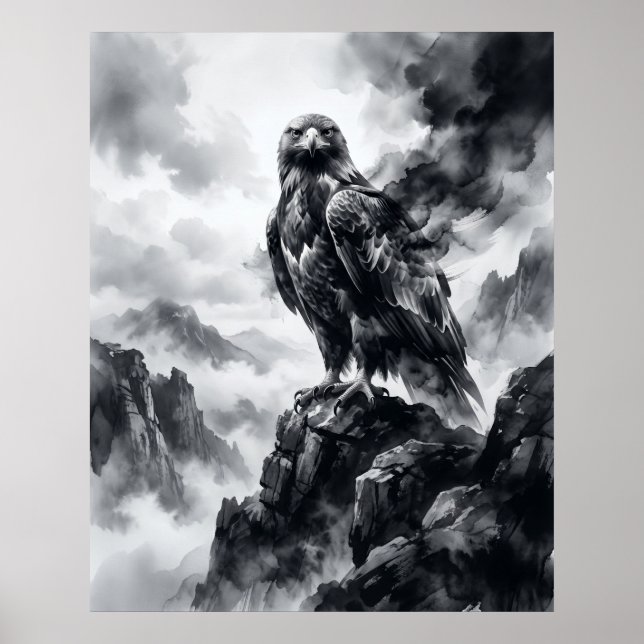 Ink Eagle Storm Crags Poster (Front)