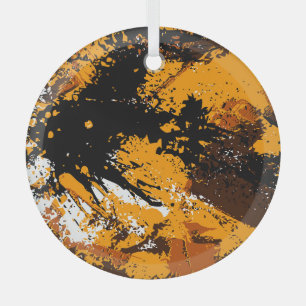 Ink Explosion: Colourful Abstract Splashes Glass Tree Decoration