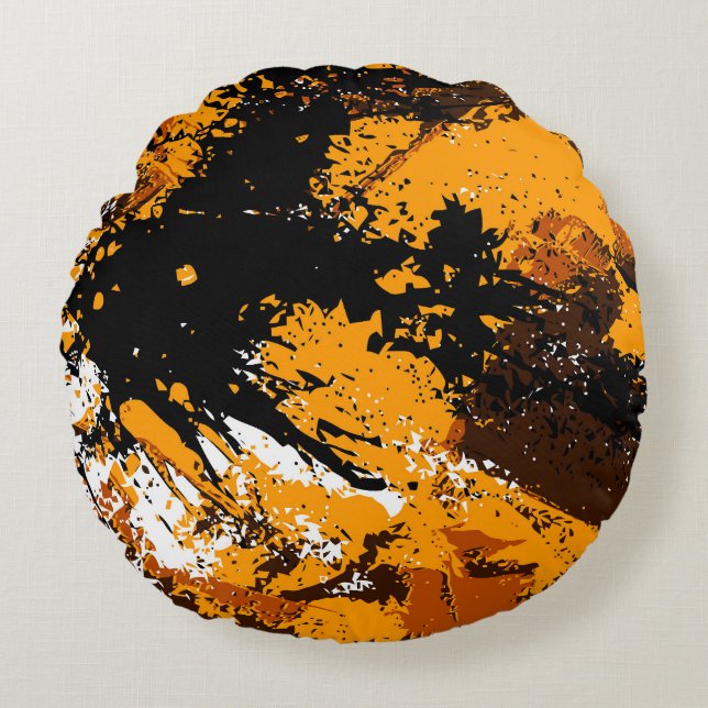 Ink Explosion: Colourful Abstract Splashes Round Cushion (Front)
