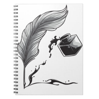 Ink feather pen notebook